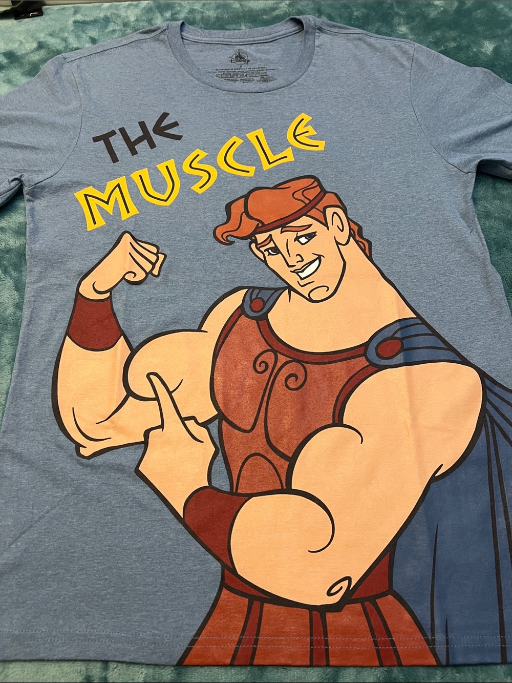 Disney Men's Light Blue Hercules “The Muscle” Graphic Tee